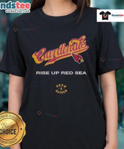 Official Arizona Cardinals Born x Raised Rise Up Red Sea ladies tee showcasing team pride and stylish design for fans.