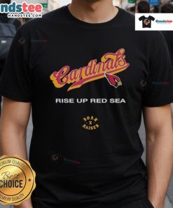 Official Arizona Cardinals Born X Raised Rise Up Red Sea T-Shirt featuring bold team graphics and vibrant colors.
