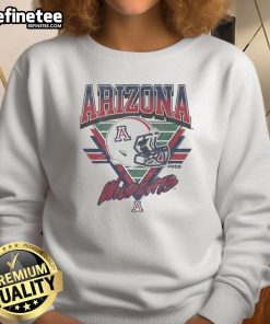 Alt Text: Official Arizona Wildcats triangle vintage sweatshirt in navy blue, featuring the team logo and retro design.