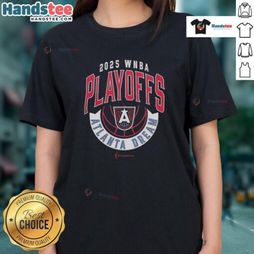 Official Atlanta Dream 2025 WNBA Playoffs ladies tee showcasing team pride and stylish sportswear for fans.
