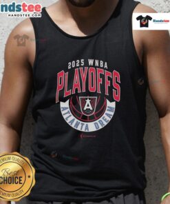 Official Atlanta Dream 2025 WNBA Playoffs basketball tank top featuring team logo and vibrant design for fans.