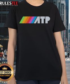 Official ATP Rainbow Logo Ladies Tee showcasing vibrant colors and stylish design for tennis enthusiasts.