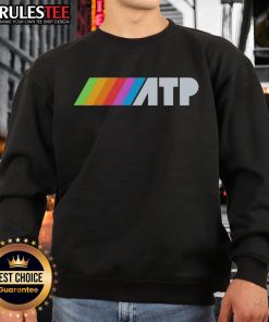 Official ATP Rainbow Logo Sweatshirt featuring vibrant colors and stylish design for tennis fans.