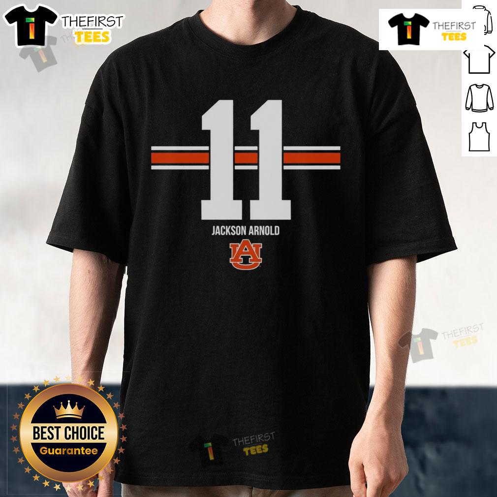Official Auburn Tigers Football Jackson Arnold #11 Stripe T Shirt Official Auburn Tigers Football Jackson Arnold Stripe T-Shirt in team colors, perfect for fans and game day attire.
