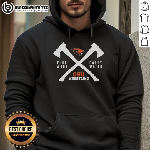 Official Beaver Head and OSU Wrestling logos on a stylish hoodie, perfect for fans and athletes.