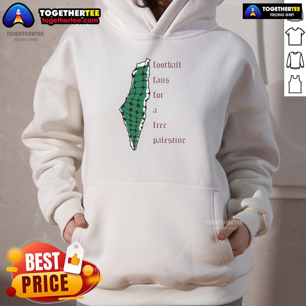 Official Becky Taylor Gill Football Fans For A Free Palestine Hoodie Becky Taylor Gill wearing a 'Free Palestine' hoodie, surrounded by passionate football fans supporting the cause.