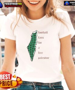 Becky Taylor Gill football fans wearing Free Palestine ladies tee at a vibrant game, showcasing team spirit and support.