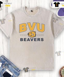 Official BVU Beaver Trax washed t-shirt in blue, featuring a stylish logo and soft, comfortable fabric for everyday wear.