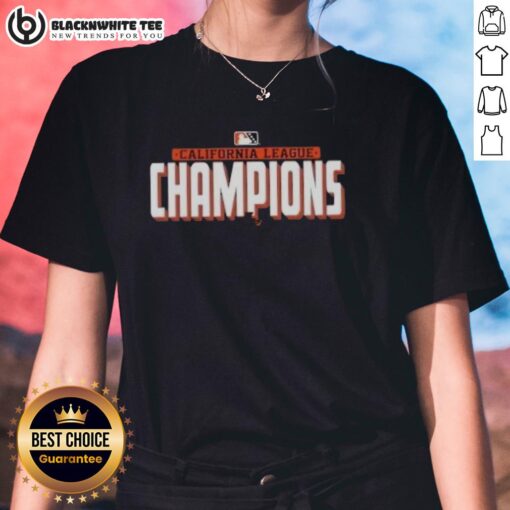 Official California League Champions 2025 Ladies Tee showcasing vibrant team colors and stylish design for fans.