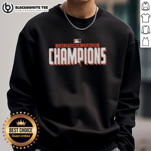 Alt Text: Official California League Champions 2025 sweatshirt featuring team logo and vibrant colors, perfect for fans.