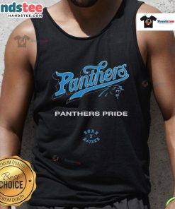 Official Carolina Panthers Born x Raised Panthers Pride Tank Top in black, perfect for game day and fan wear.