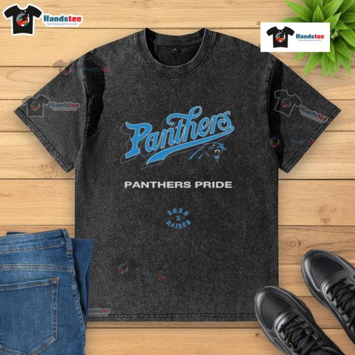 Official Carolina Panthers Born x Raised Panthers Pride washed t-shirt in black, showcasing team spirit and style.