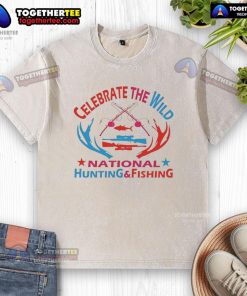 Alt Text: Official Celebrate the Wild National Hunting and Fishing washed t-shirt featuring a vibrant nature-inspired design.