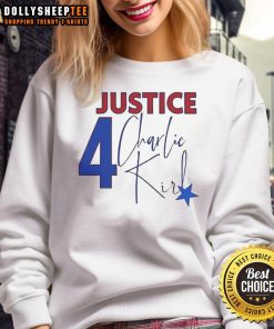 Official Charlie Kirk Justice Forever Memorial Sweatshirt featuring bold design and impactful message for supporters.