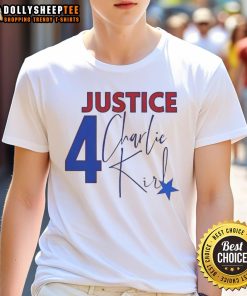 Official Charlie Kirk Justice Forever Memorial T-Shirt featuring bold design and vibrant colors, perfect for supporters.
