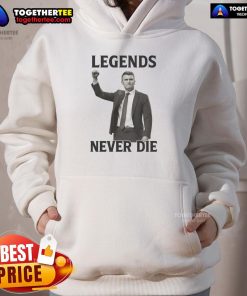 Official Charlie Kirk Legends Never Die Hoodie featuring bold design and vibrant colors, perfect for fans and supporters.