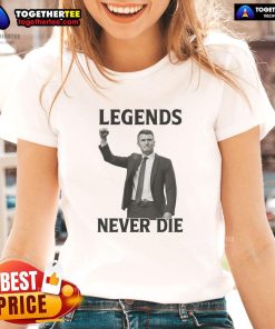 Official Charlie Kirk Legends Never Die Ladies Tee featuring a stylish design for passionate supporters.