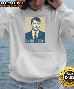 Official Charlie Kirk Poster Hoodie featuring bold graphics and vibrant colors, perfect for fans of conservative activism.