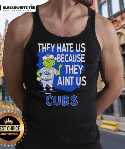 Official Chicago Cubs Grinch Christmas tank top with 'They Hate Us Ain't Us' design, perfect for festive Cubs fans.