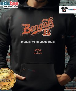 Official Cincinnati Bengals Born x Raised Rule The Jungle Hoodie in black, showcasing team pride and stylish design.