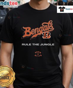Official Cincinnati Bengals Born X Raised Rule The Jungle T-Shirt featuring bold graphics and team colors for fans.