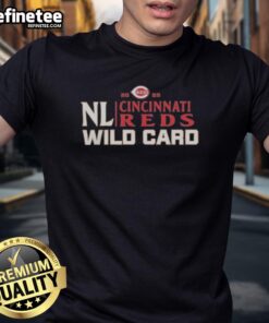Official Cincinnati Reds 2025 National League Wild Card Baseball T-Shirt featuring team logo and vibrant colors.