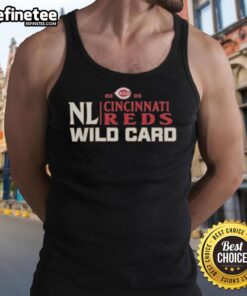 Official Cincinnati Reds 2025 National League Wild Card baseball tank top featuring team logo and vibrant design.