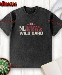 Official Cincinnati Reds 2025 National League Wild Card Baseball washed t-shirt featuring team logo and vintage style.