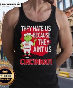 Alt Text: Official Cincinnati Reds Grinch Christmas tank top featuring They Hate Us, Ain't Us design for festive fans.