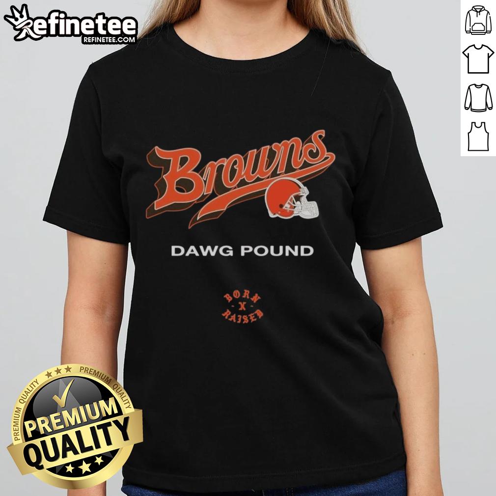 Official Cleveland Browns Born X Raised Dawg Pound Ladies Tee Official Cleveland Browns Born x Raised Dawg Pound Ladies Tee showcasing team spirit and style for female fans.
