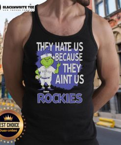 Official Colorado Rockies Grinch Christmas tank top featuring 'They Hate Us Ain't Us' design, perfect for holiday fans.