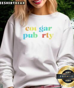 Official Cougar Puberty logo sweatshirt featuring bold design and comfortable fit, perfect for fans and cozy wear.