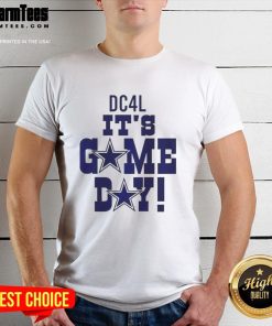 Alt Text: Official Dallas Cowboy Dc4L It's Game Day T-Shirt featuring team colors and logo, perfect for game day celebrations.