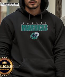 Alt Text: Official Dallas Mavericks throwback hoodie featuring vintage logo and stylish design for basketball fans.