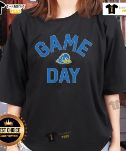 Official Delaware Blue Hens game day logo on a stylish college ladies tee, perfect for fans and casual wear.