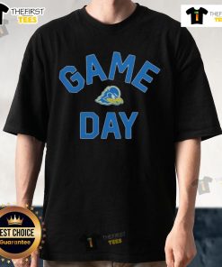 Delaware Blue Hens Game Day logo college t-shirt featuring vibrant blue and yellow design for fans and students.
