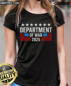 Official Department of War Est 2025 USA ladies tee featuring a bold design, perfect for patriotic fashion enthusiasts.