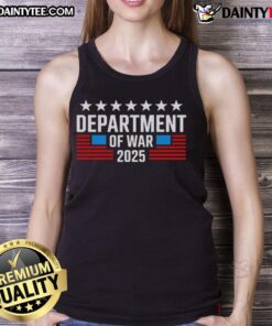 Official Department of War Est 2025 USA tank top featuring bold graphics and a stylish design for military enthusiasts.