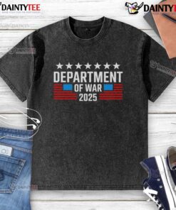 Official Department of War Est 2025 USA washed t-shirt featuring a vintage design and comfortable fit for casual wear.