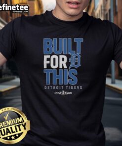 Alt Text: Official Detroit Tigers Built For This October 2025 postseason t-shirt, featuring team logo and vibrant design.