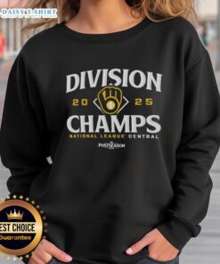 Milwaukee Brewers 2025 Postseason National League Central sweatshirt celebrating Official Division Champions.