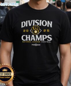 Milwaukee Brewers 2025 postseason t-shirt celebrating their Official Division Champions title in the National League Central.