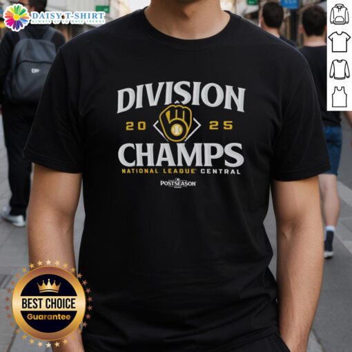 Milwaukee Brewers 2025 postseason t-shirt celebrating their Official Division Champions title in the National League Central.