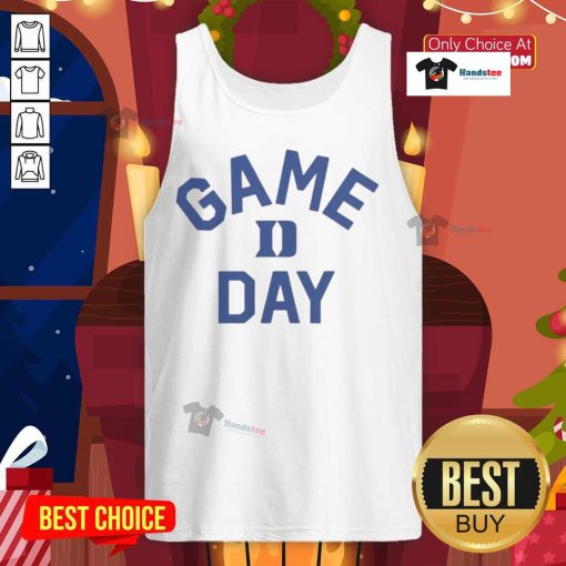 Official Duke Blue Devils game day logo college tank top featuring vibrant blue design for fans and athletes.