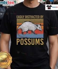 Vintage sunset animal t-shirt featuring easily distracted by possums design, perfect for casual wear.