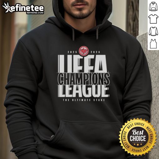 Official Eintracht Frankfurt 2025-2026 UEFA League Champions hoodie featuring team logo and stylish design.