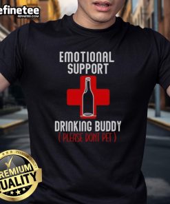 Funny adult humor t-shirt featuring 'Official Emotional Support Drinking Buddy' text, perfect for casual outings.