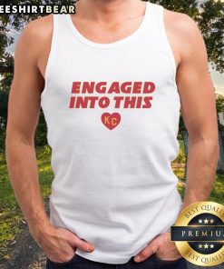 KC Travis Kelce and Taylor Swift engaged tank top design featuring vibrant graphics and stylish font for fans.
