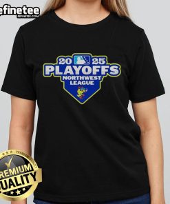 2025 Everett AquaSox Northwest League Playoff logo on a ladies tee, showcasing team spirit and style for fans.