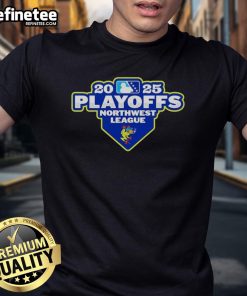Official Everett Aquasox 2025 Playoff Northwest League logo t-shirt featuring vibrant team colors and design.